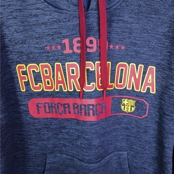 FC Barcelona Hoodie Sweatshirt Mens Large Heather Blue Força Barça Official - Picture 8 of 11